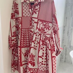 Red and white patterned dress - size s